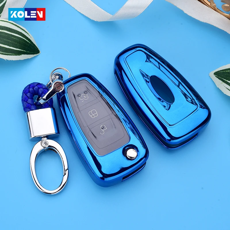 Plating Soft TPU+PC Car Remote Key Cover Case For Ford C-Max S-Max Focus Galaxy Mondeo Transit Tourneo Custom Car Smart Key Fob