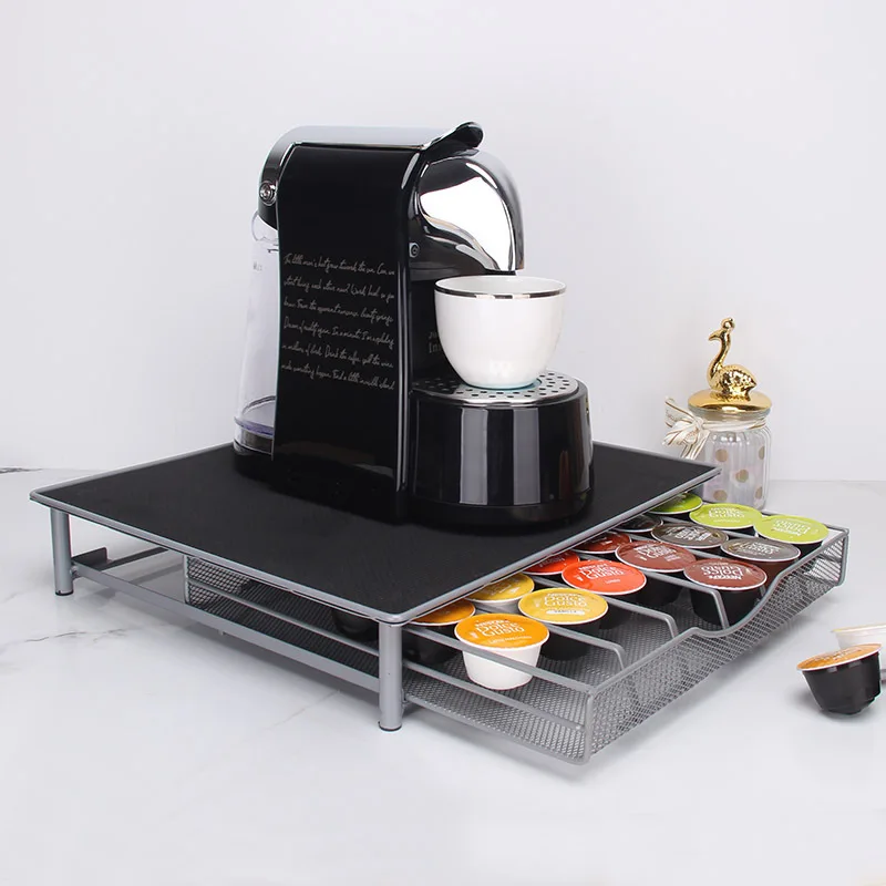 Metal Coffee Pod Holder Iron Chrome Plating Display Capsule Rack Stand Storage Shelves For Dolce Gusto Capsule