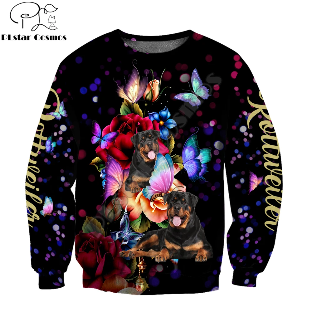 Beautiful Rottweiler and Butterfly 3D Printed Unisex Deluxe Hoodie Sweatshirt Pullover Casual Tracksuit sudadera hombre DW0339