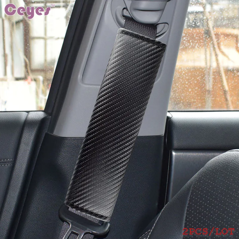 Ceyes Car Styling Auto Seat Belt Cover Case For Peugeot Hyundai Mazda For Ford Lada Jeep Mercedes Smart AMG Emblems Accessories