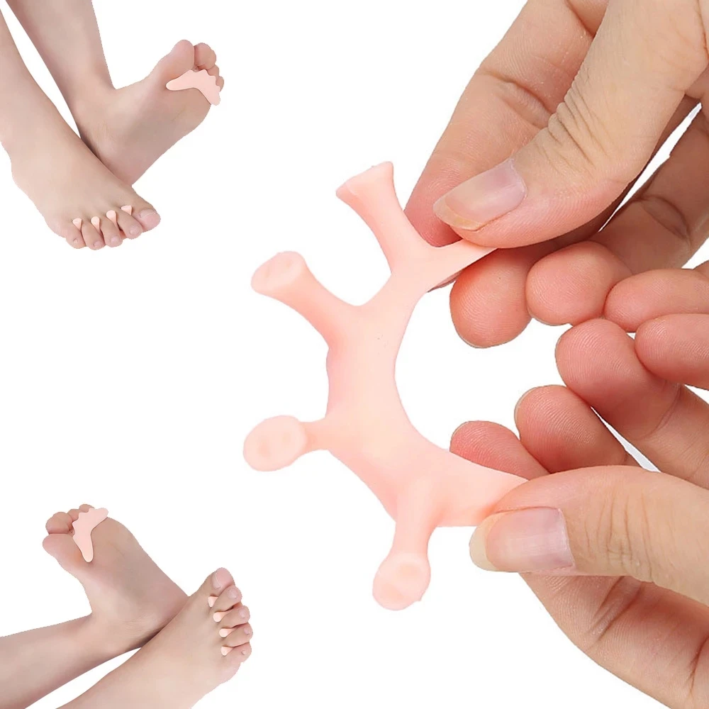 Silicone toe separador para hálux valgus, 4pcs = 2pairs, toe straightener, palmilha, protetor do pé, ferramentas de pedicure