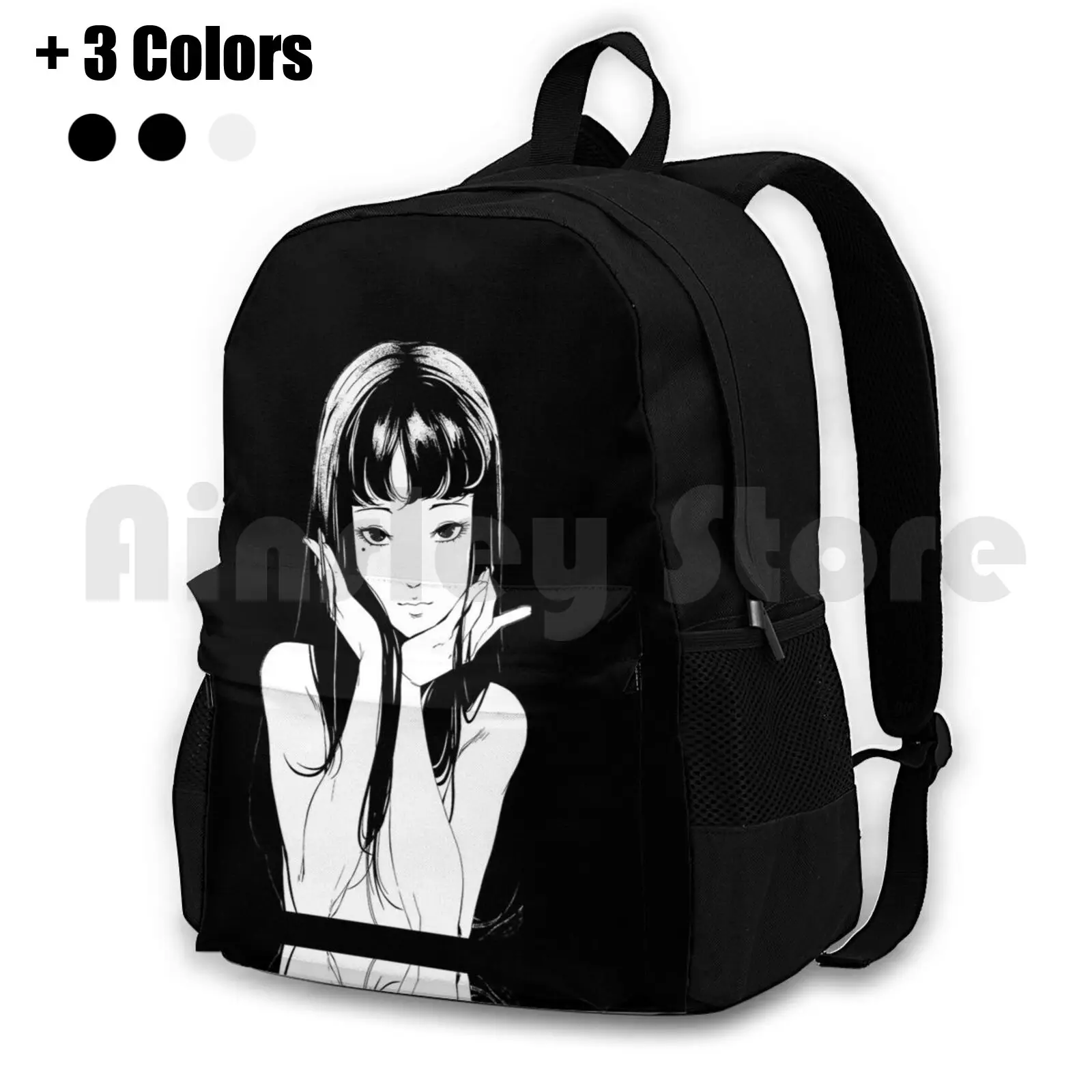 Waifu Tomie Outdoor Hiking Backpack Waterproof Camping Travel Tomie Japan Japanese Scary Creepy Girls Black And White