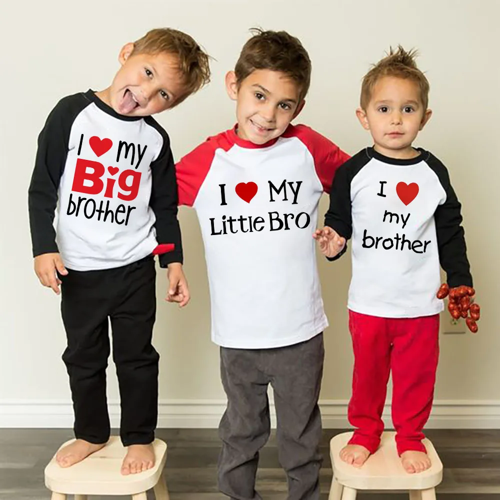 

I Love My Brother/sister Kids Casual Shirt Boys Girls Children Fashion Crawling T-shirt Toddler Baby Raglan Long Sleeves Tops