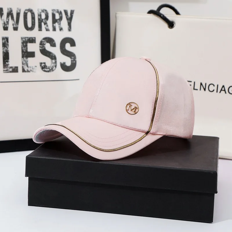 New Women Baseball Cap Female Solid Color Outdoor Adjustable White Pink Black Embroidered Women's Hats Summer Letter M/D Sunhat