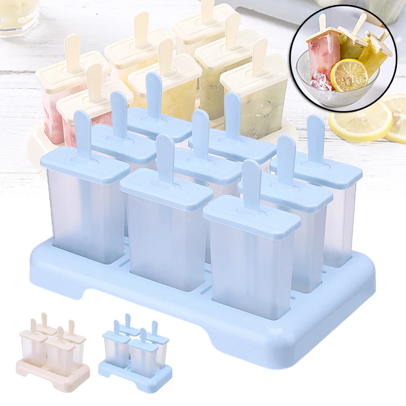 

Silicone Ice Cream Mold 9 Ice Popsicle Mold Set Reusable Ice Cream Chocolate Mould with Stick ans Lid Creative DIY Kitchen Tool