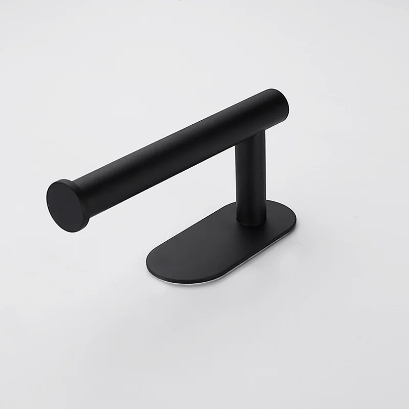 Zwarte Badkamer Accessoires Set 304 Rvs Lijm Badhanddoek Bar Ring Plank Wc-papier Rolhouder Coat Robe Haak