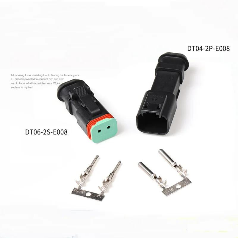 100 Sets  DT Connectors 2 Pin DT04-2P-E008/DT06-2S-E008 Automobile waterproof wire electrical connector plug 22-16AWG