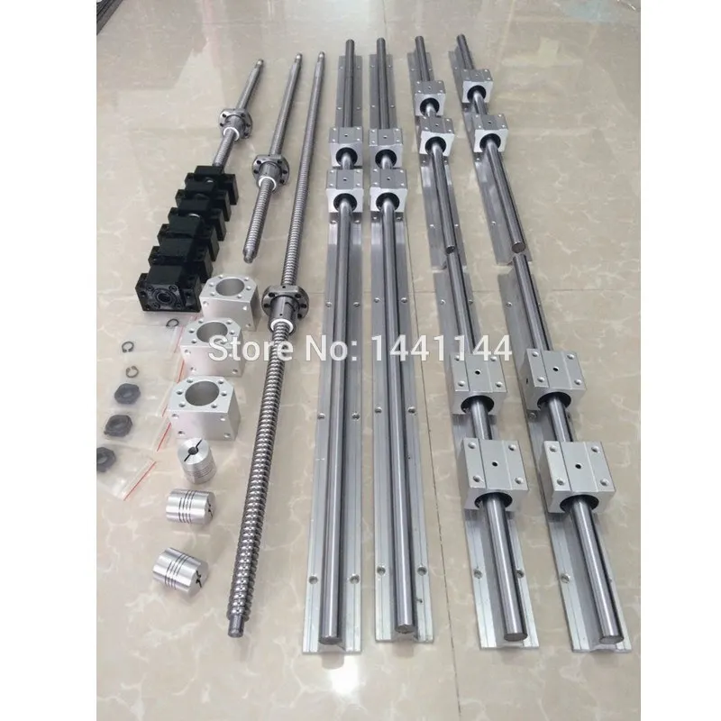 SBR16 Round rail 3axis 4axis 16mm ballscrew SFU1605 / SFU1610+BK/BF12+SBR16 Linear Guide rails for CNC Router Milling Machine