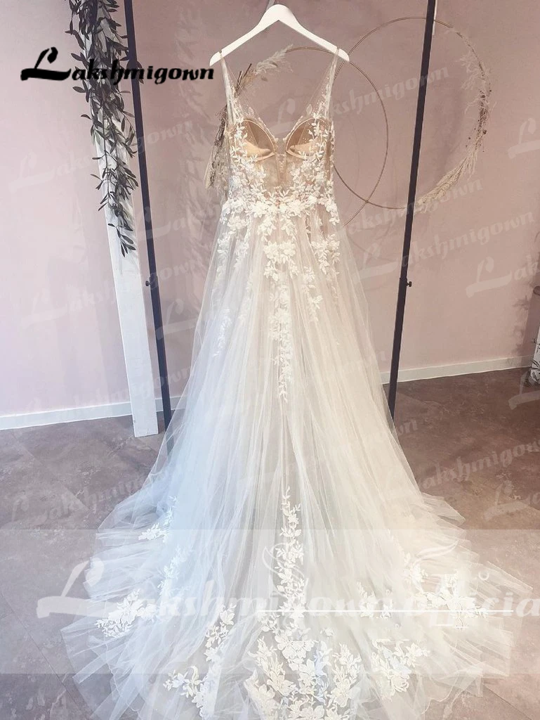 Roycebridal-Robe de Mariée en Tulle, Ligne A, Style Boho, Dos Ouvert, Corsage en Dentelle