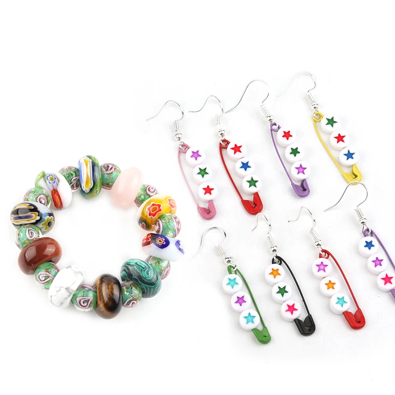 Cuentas de cristal de Murano de plástico para niña, pulseras artesanales, brazaletes, joyería, 10 Uds., envío directo