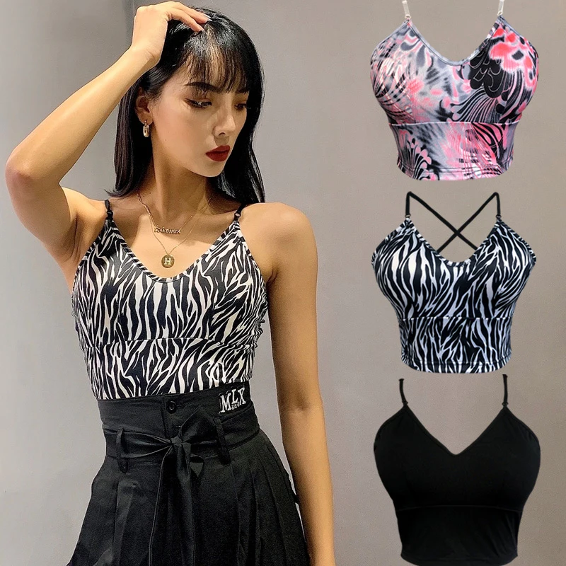 Dorosły letni taniec latynoski Camisole nadruk zebry Backless topy do ćwiczeń stroje taneczne Tango taniec towarzyski topy bielizna YS1224