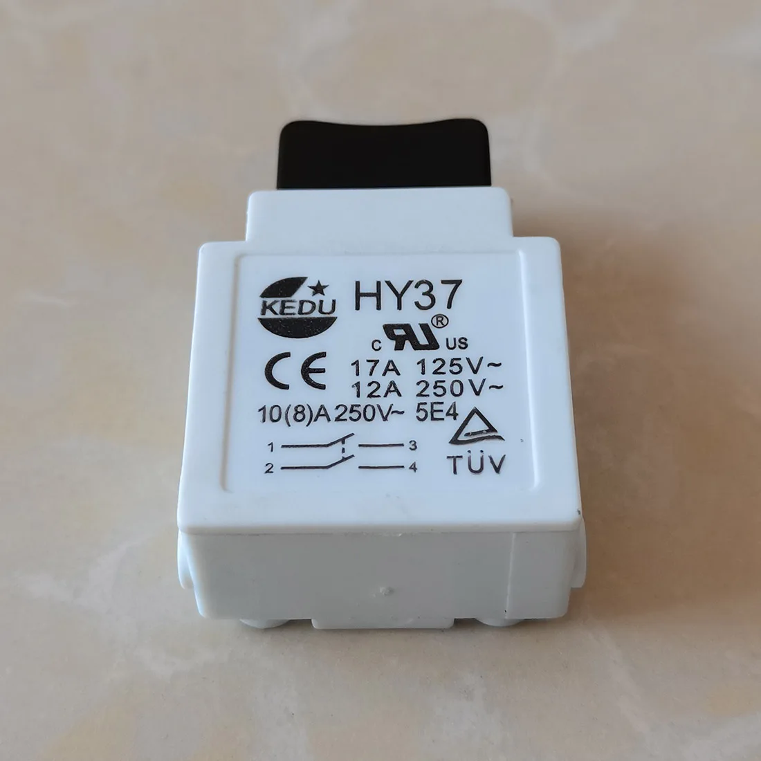 KEDU HY37 الزناد التبديل أدوات كهربائية مفتاح بـزر دفع 17A 125V 12A 250V 5E4 TUV CE #5