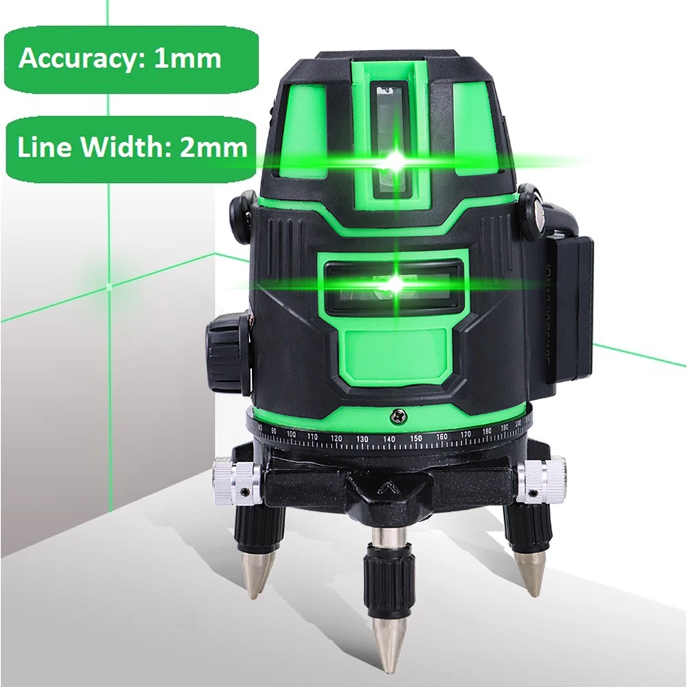 JUNEFOR Professional 2/3/5 Lines Laser Level 360 Self-leveling Nivel Laser Green Laser Level Tape Measure Construction Tools