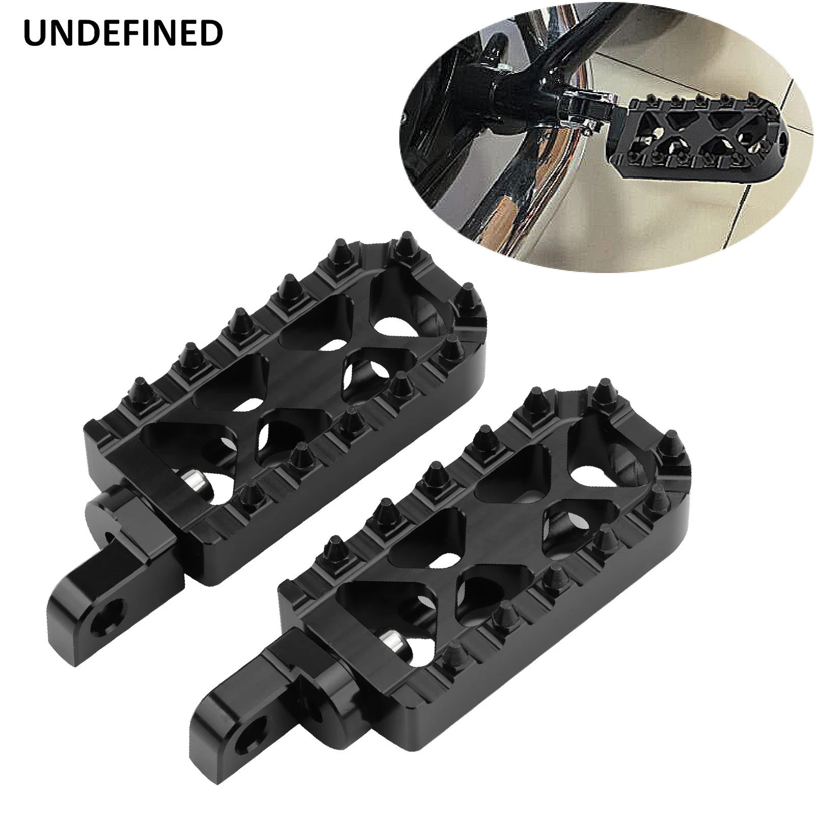 

For Harley MX Foot Pegs 360 Roated Footrests Wide Bobber Black Spike Pedals Sportster 883 1200 XL Softail Blackline FXSB FXCW