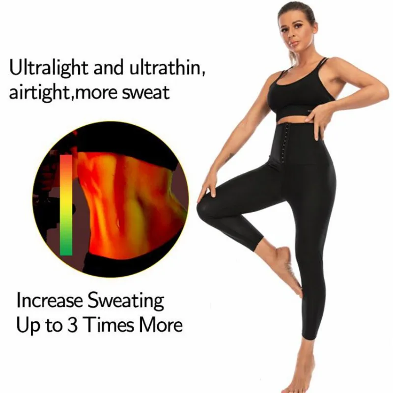 Women Abdomen Control Hip-Lifting Sweat Sauna Pants High Waist Burning Fat Fitness Breasted Pants PU Leather Yoga Pants