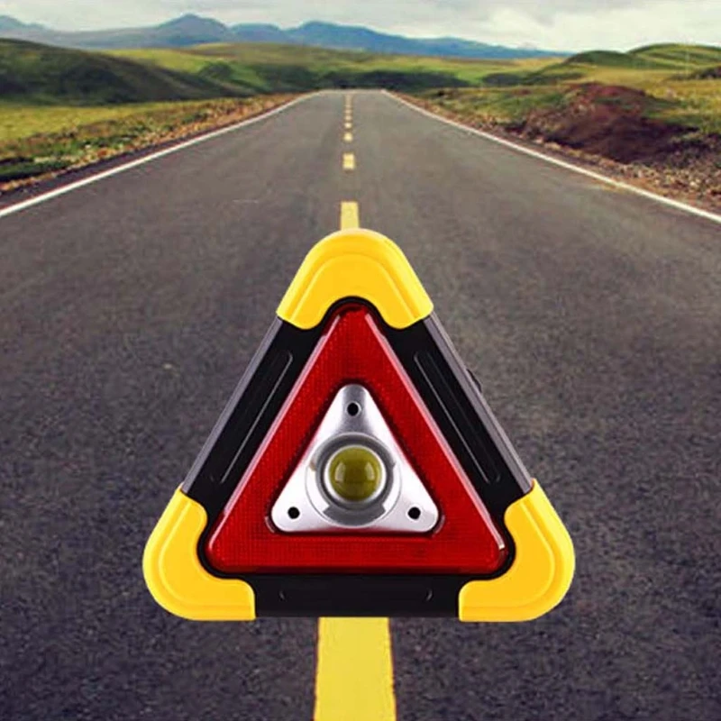 Segnale di avvertimento triangolare multifunzione luce di lavoro a LED per auto lampada di allarme di emergenza per la sicurezza stradale, luce lampeggiante su