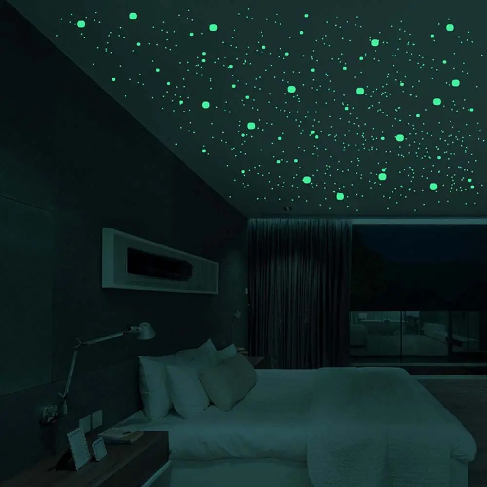 Kids Room Moon Universe Home Decoration Glow In Dark Fluorescent Bubble Sticker 3D Luminous Decal Wall Art Stars Dots