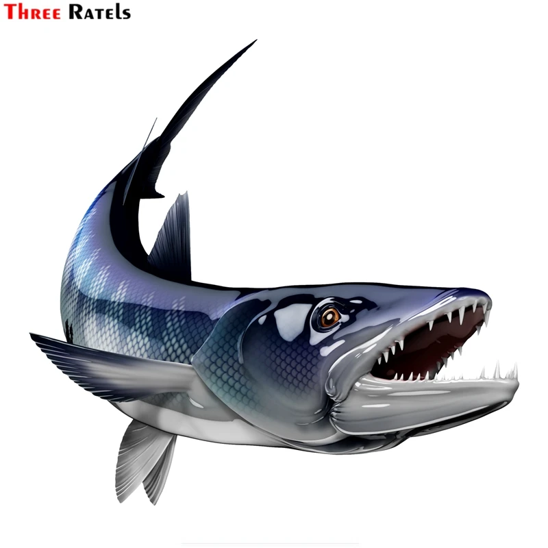 

Three Ratels FTC-910 Barracuda Fish Fishing Car Stickers Auto Decals 3D Car Styling Motorcycle Car Decal Accessories