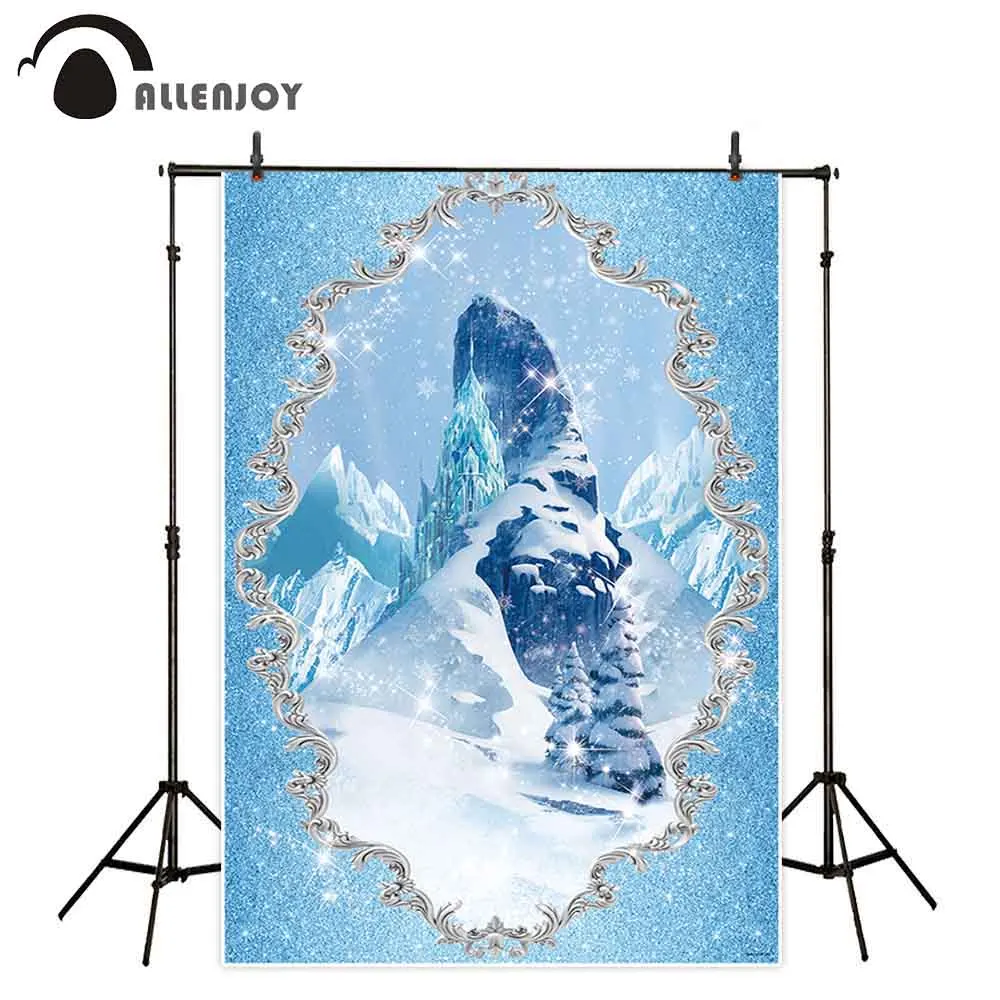 

Allenjoy frozen backdrop photo background birthday party for kids Crystal Princess mountain photography photozone photobooth