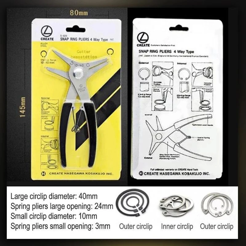 Pince à Circlip interne et externe, anneau de retenue, deux en un, double usage, pour la réparation des outils