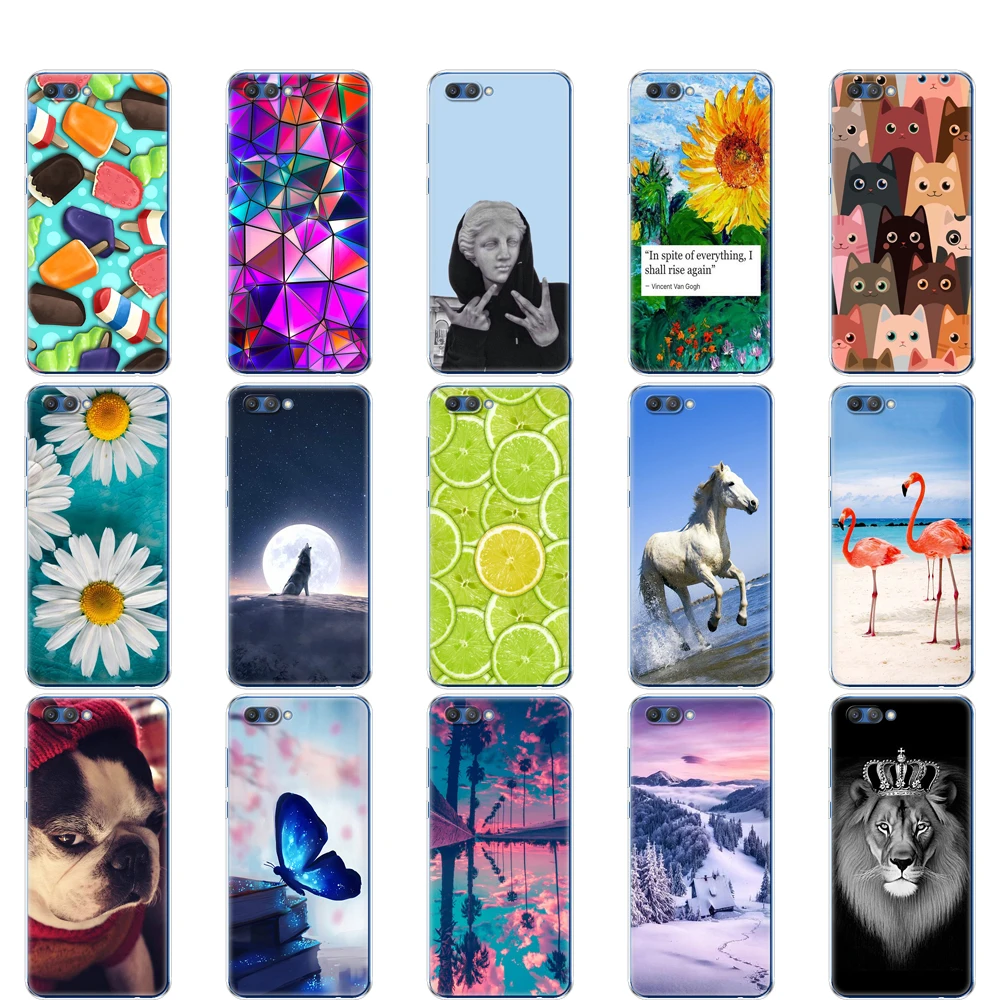 For Huawei Honor V10 VIEW 10 Painted Silicon Soft TPU Back Phone Case Cover for huawei honor 10 Case Etui Protective Bag Bumper