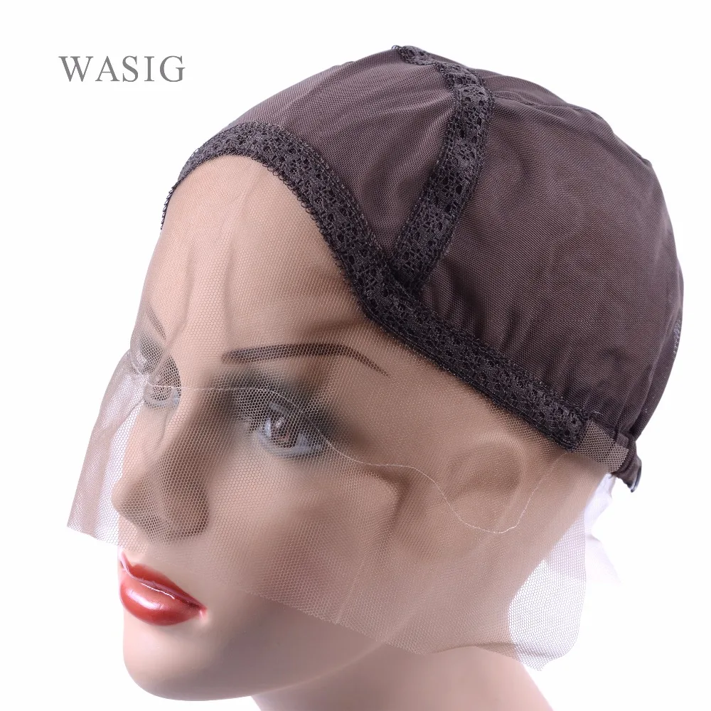 Topi Wig renda depan, topi Wig renda dengan tali tanpa lem dapat disesuaikan 1 buah