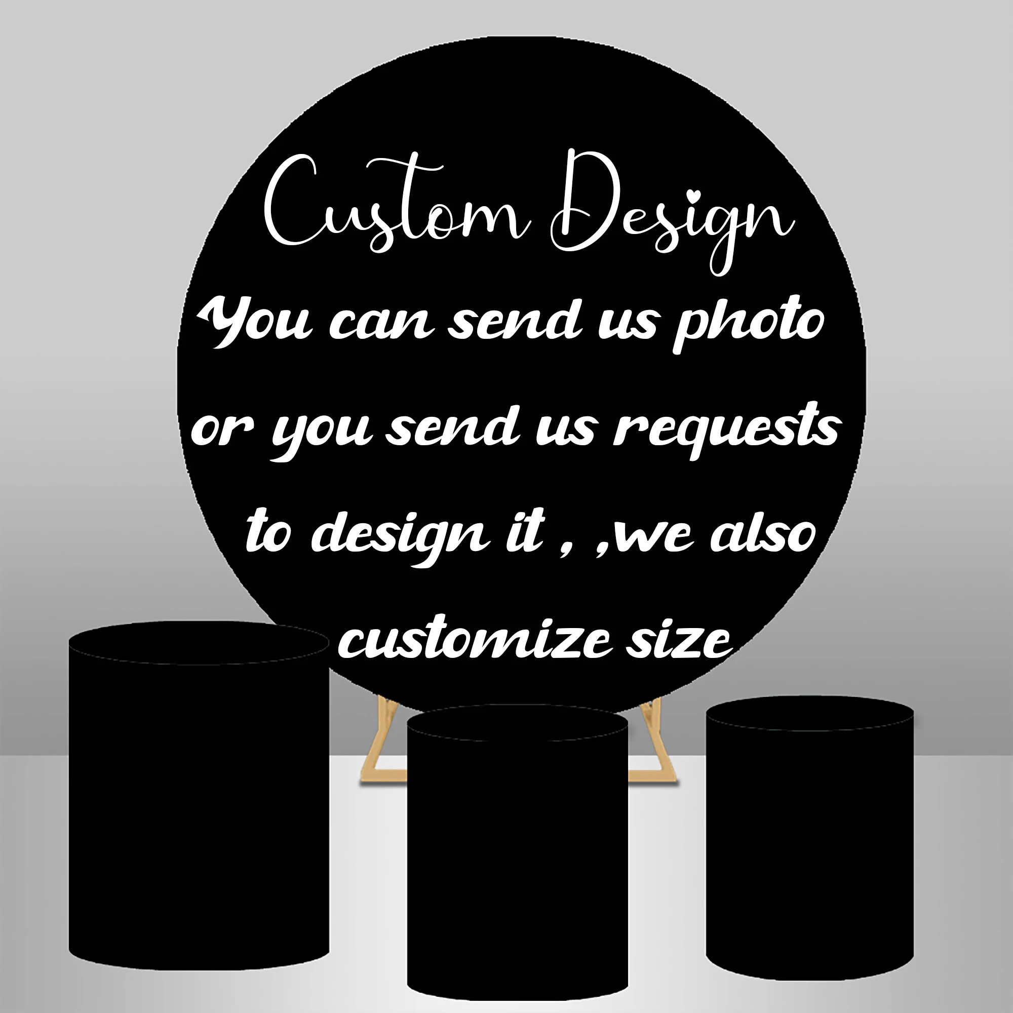 Round Circle Backdrop Custom Baby Shower Birthday Background Cake Table Banner Plinth Cylinder Cover