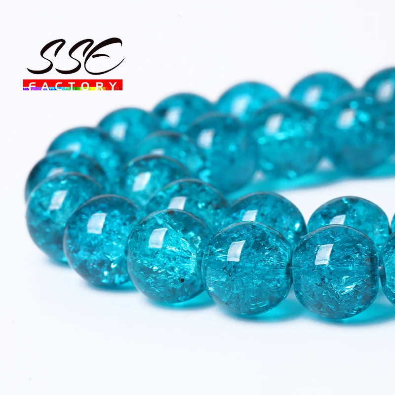 

Natural Blue Cracked Crystal Round Loose Beads Natural Stone Beads 8 12MM For Jewelry Making DIY Bracelet 15''Strand Wholesale