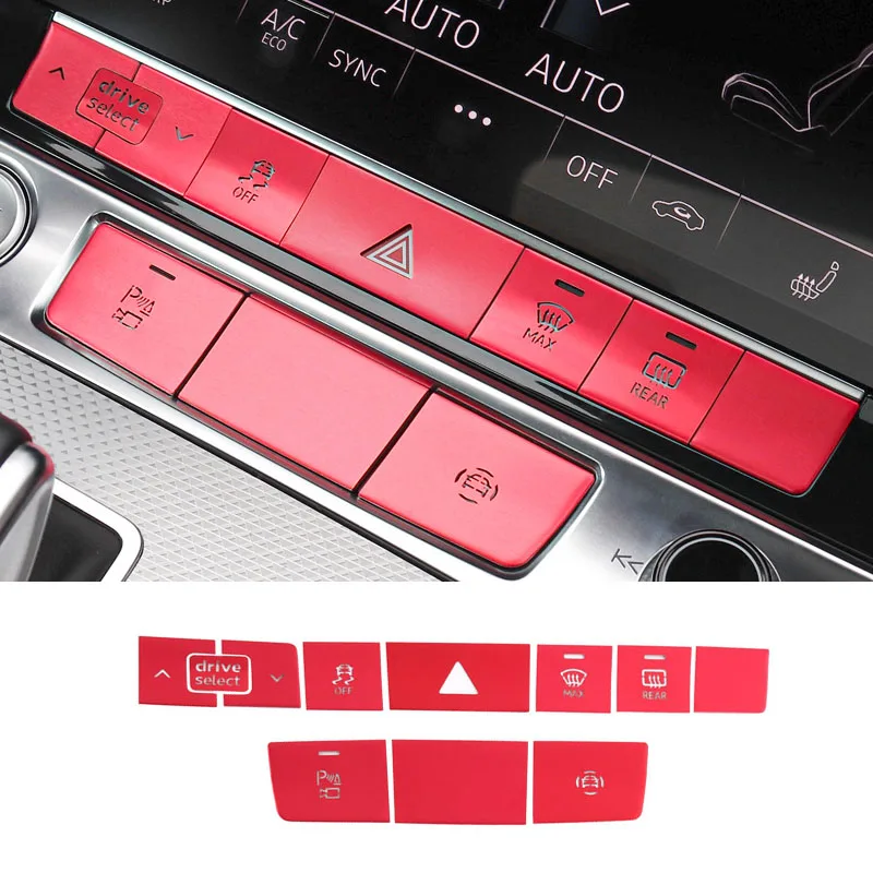 Car Styling Central Control Buttons Cover Alarm Switch Stickers Trim For Audi A6 C8 2019-2020 Automobile Interior Accessories