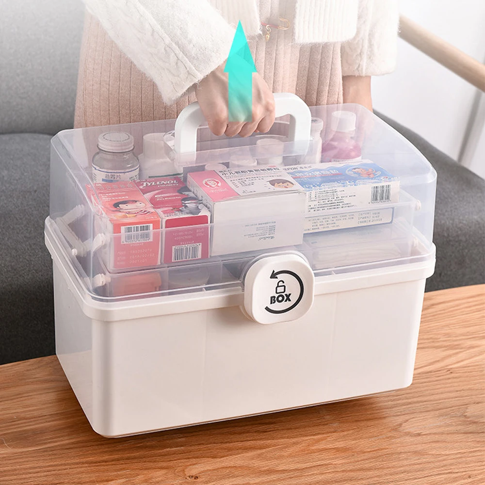 

Plastic Tier Medicine Boxes Storage Box First Aid Kit Folding Medicine Chest Storage Large Capacity Drawer Sundries Organizer