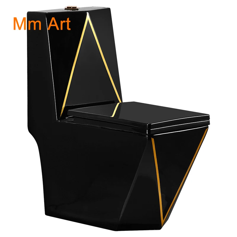 

Square Black Bathroom Ceramic Washdown One Piece WC p-trap/s-trap Colored Toilet Bowl One Piece Closestool