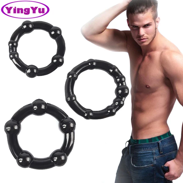 3Pcs Silicone Beaded Penis Rings Delaying Ejaculation Cock Rings Lock Ejaculation Constriction Donuts Sex Rings For Men