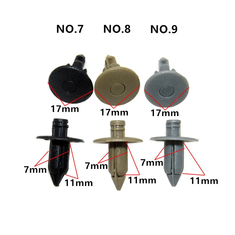 Embellecedor de guardabarros para puerta Interior de Volvo, remache de plástico enchufable, orificio de 5mm, 6mm, 7mm, 8mm, color Beige, C70, S60,