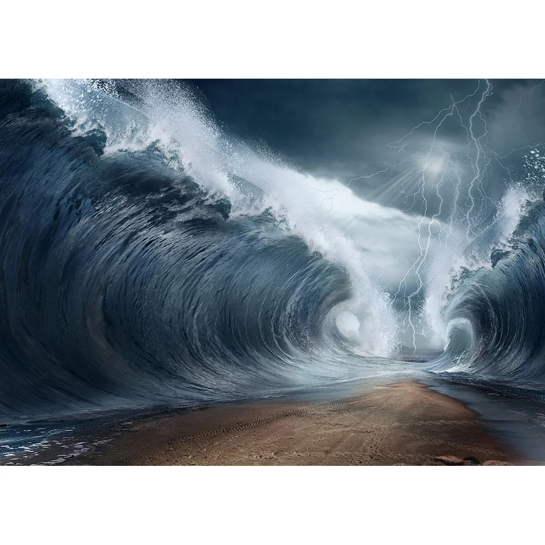 Huge Sea Wave Flash Photography Background Vinyl Cloth Fond Backdrop Photo Studio for Children Baby Portrait Photophone Props