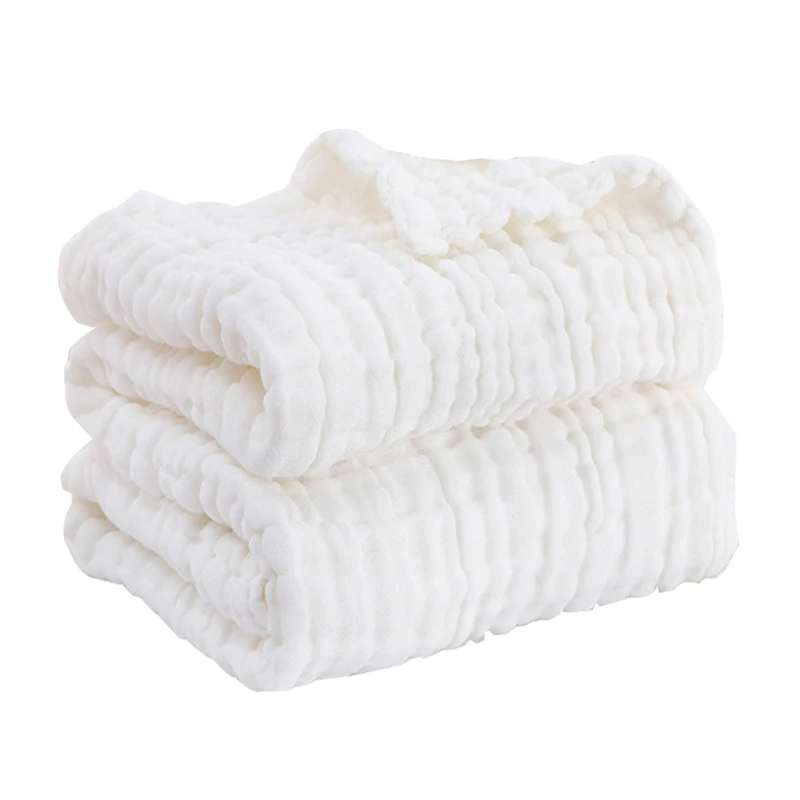 

110x110cm White Cotton Children's Bath Towel 6 Layers Gauze Cotton Knitted Kid Bath Towel for Child Throw Travel Soft Blankets