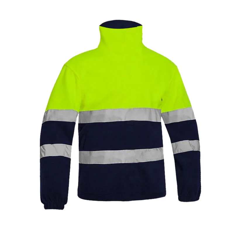 Men's Two Tone High Visibility Reflective Polar Fleece Jacket Safety Jacket Warm Work Wear