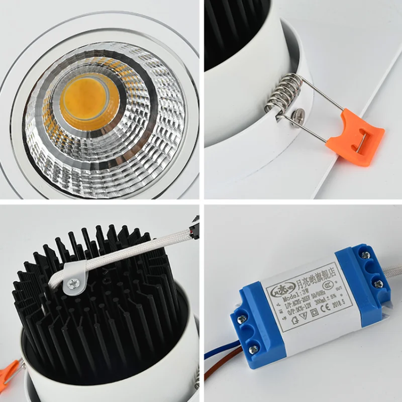 7w 9w 12w 15w18w AC110-220V LED lampy punktowe oświetlenie wewnętrzne 4 rodzaje kwadratowe sufitowe z możliwością przyciemniania wpuszczane LED