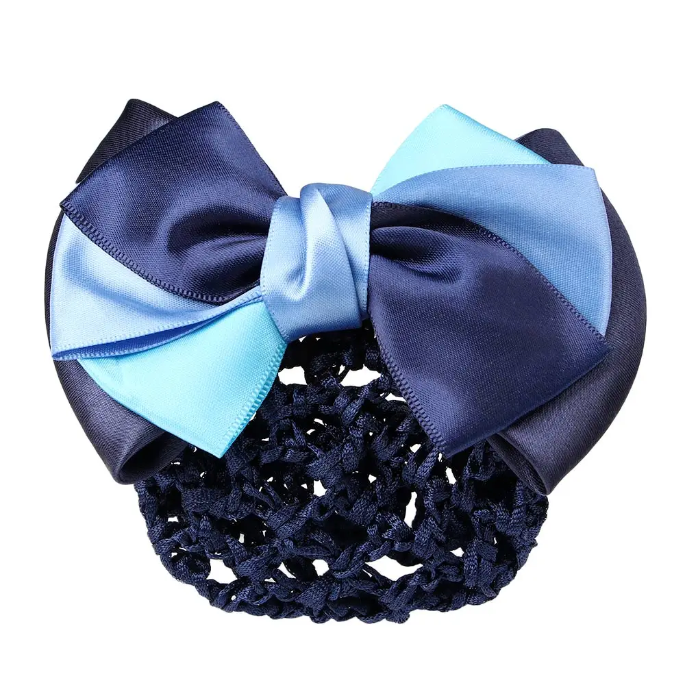 Satin Bow Barrette Stylish Floral Lace Official Lady Hair Clip Cover Net Tulle Bowknot Bun Snood Women Hairgrip Headband Hairnet