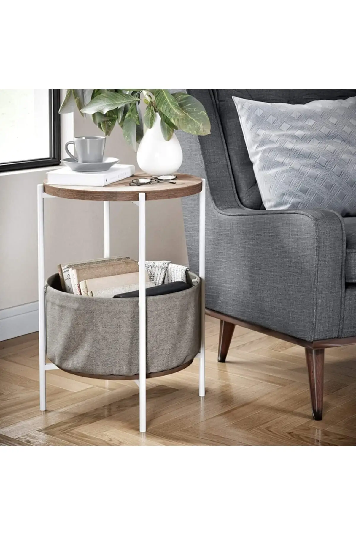 Coffee table Wide Bag Bookcase Flower Bed Metal Atlantik pine