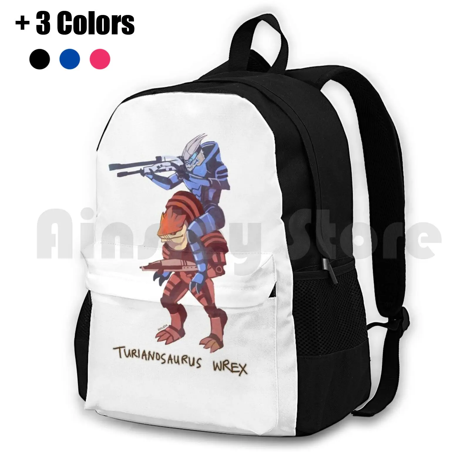 Turianosaurus Wrex Outdoor Hiking Backpack Riding Climbing Sports Bag Mass Effect Bioware Video Games Garrus Wrex T Rex