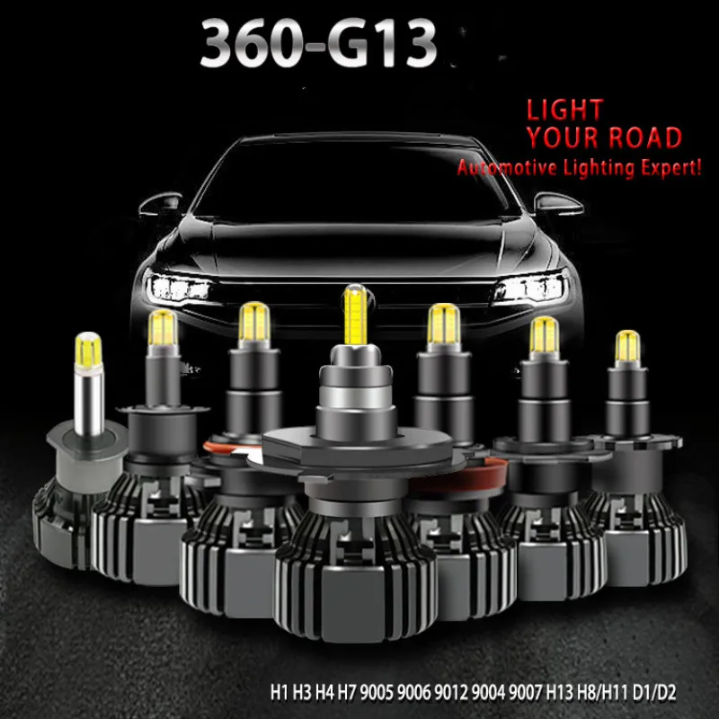 xenon White 360 H1 H7 Led Light Car 20000LM H11 H4 Fog Lamp 12v 9005 9006 d2s Ice Bulb Samsung Csp HB3 HB4 Turbo H8 Auto lamp