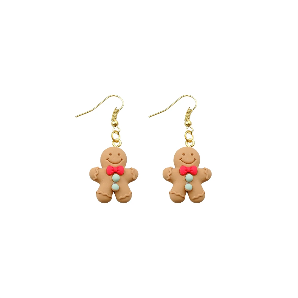 Gingerbread Man  Earring For Women Resin Donuts French fries Drop Earrings Children Handmade Jewelry DIY Gifts