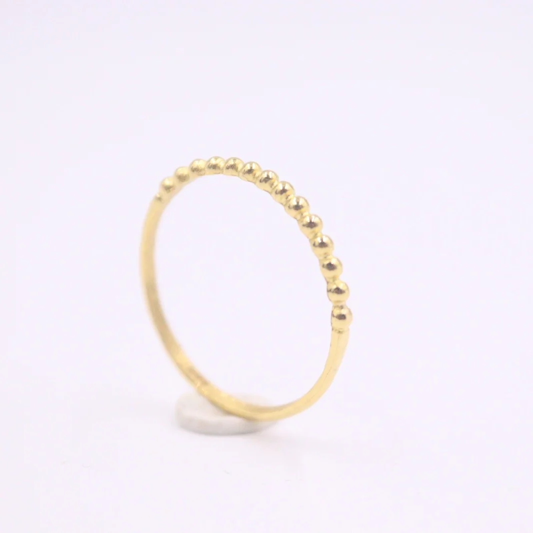 Gold 999 Real 24K Yellow Gold Ring For Women 3D Hard Gold Small Beads Woman's Gold Ring US 8.75