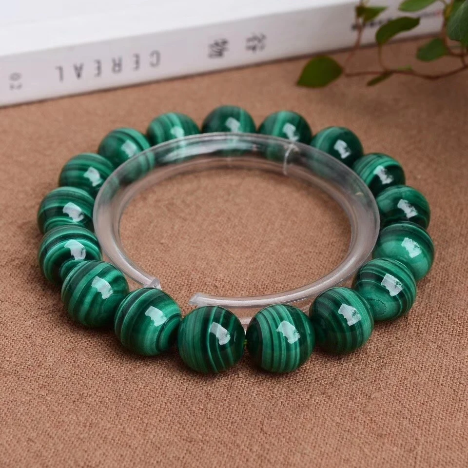 Natural Green Malachite Chrysocolla Stretch Beads Bracelet Malachite Woman Men Round Beads Bracelet 14mm 12mm 10mm AAAAA