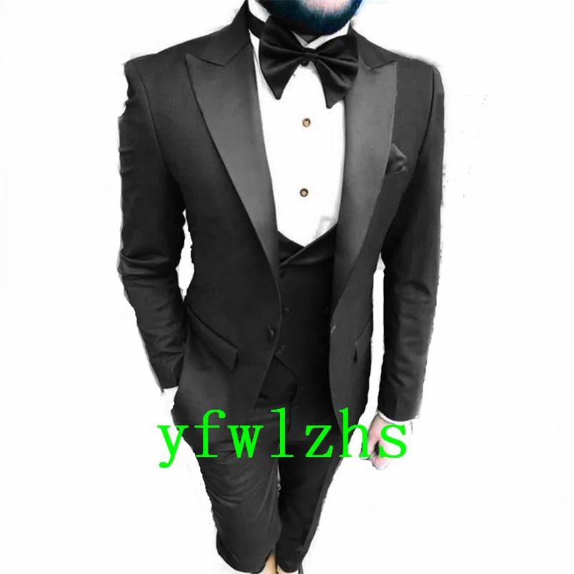 

Handsome One Button Groomsmen Peak Lapel Groom Tuxedos Wedding Dress Men Suits Blazer Prom Dinner (Jacket+Pants+Tie+Vest) B119