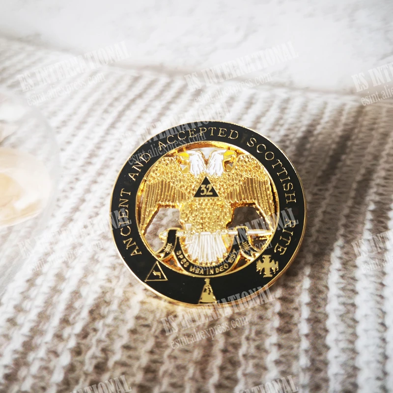 Masonic Lapel Pins Double-headed eagle Freemasonry Badge Mason Freemason BLM26 size 3.2cm Gold-plated business accessories