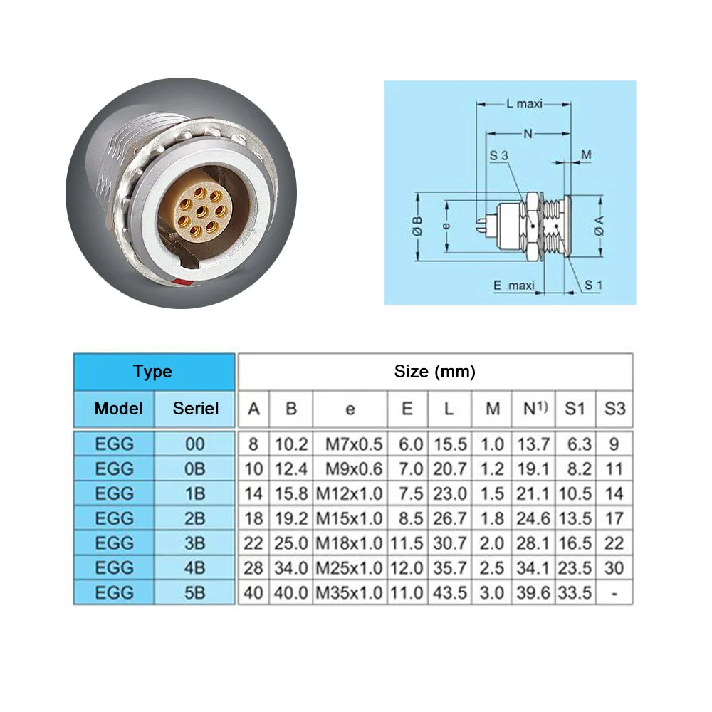 Free Shipping For LEMO M7 EGG 00B 0B 1B 2B 3B 0K 1K 2K 3K 2 pin push-pull connector 1B 4pin connector M7 EGG connector