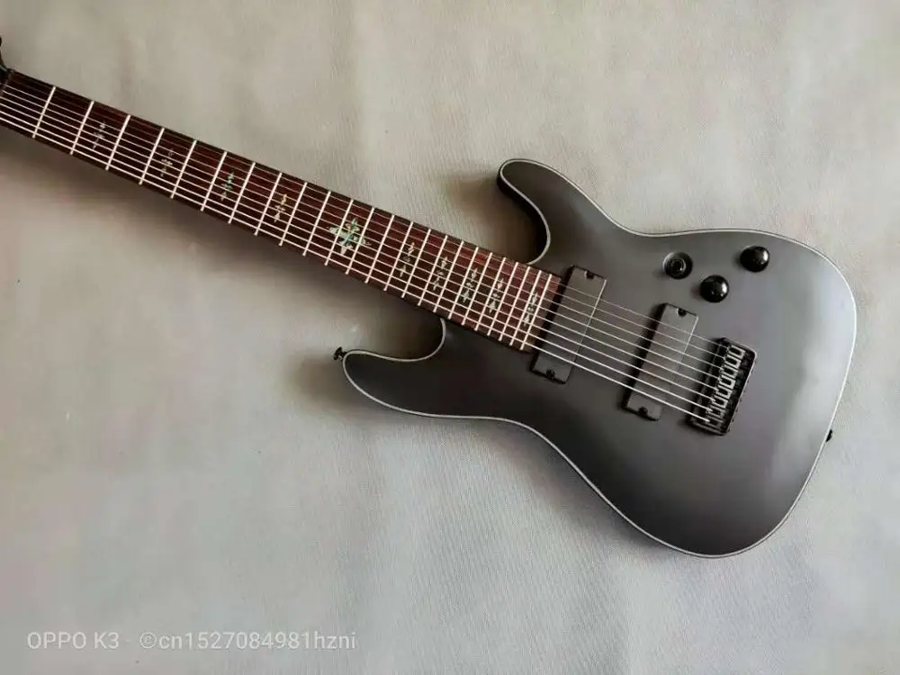 Classic high quality 8 string electric guitar, matte black body, black hardware, free delivery