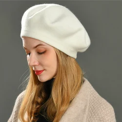 Jxwatcher-女性のカシミアブレンドberet、女性のニット帽、綿のウールの帽子、単色、冬のファッション、ブランド、春