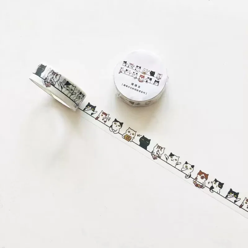 10PCS/lot 15MM*5M Cute Kawaii Adorable Cat Adhesive Paper Washi Tape Masking Tape DIY Scrapbooking Stick Label